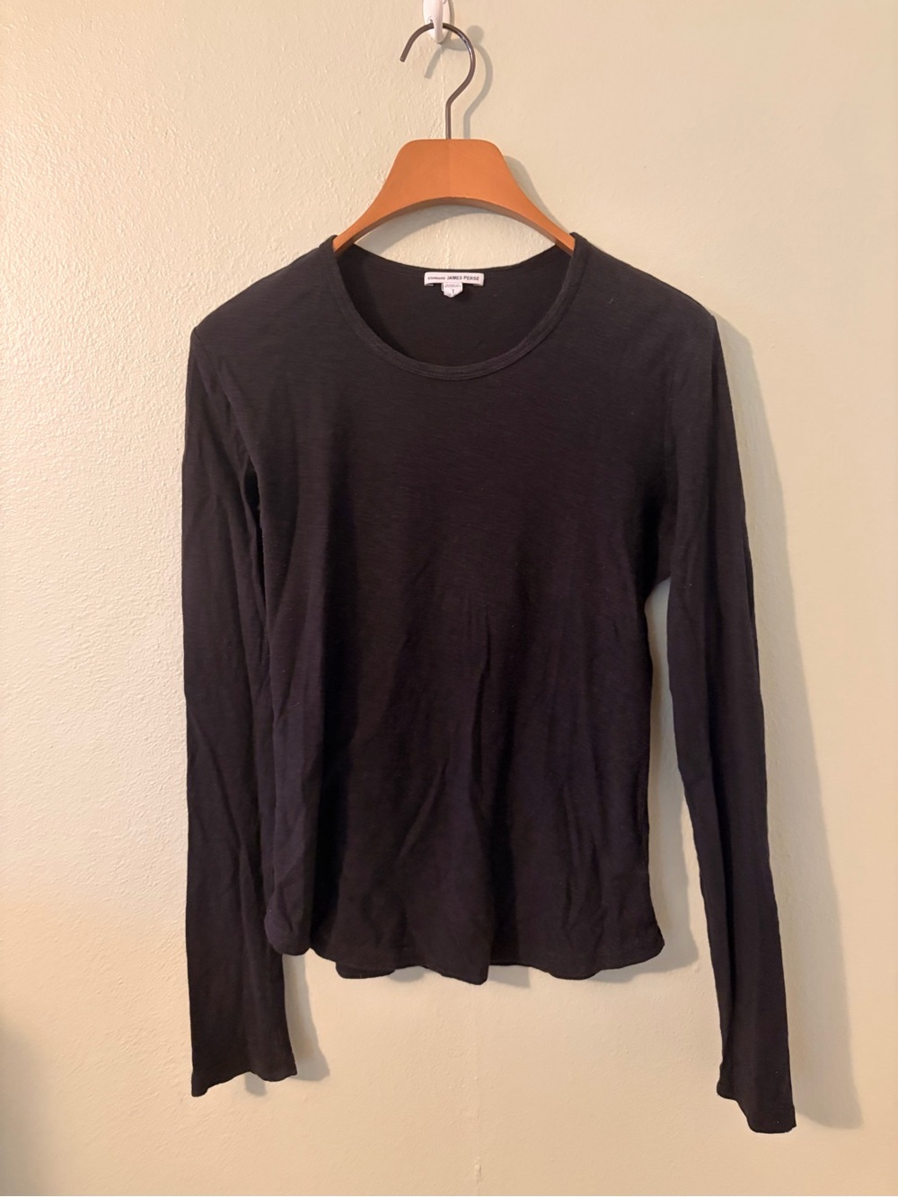 James Perse Black Slim Long-Sleeve Crew Tee